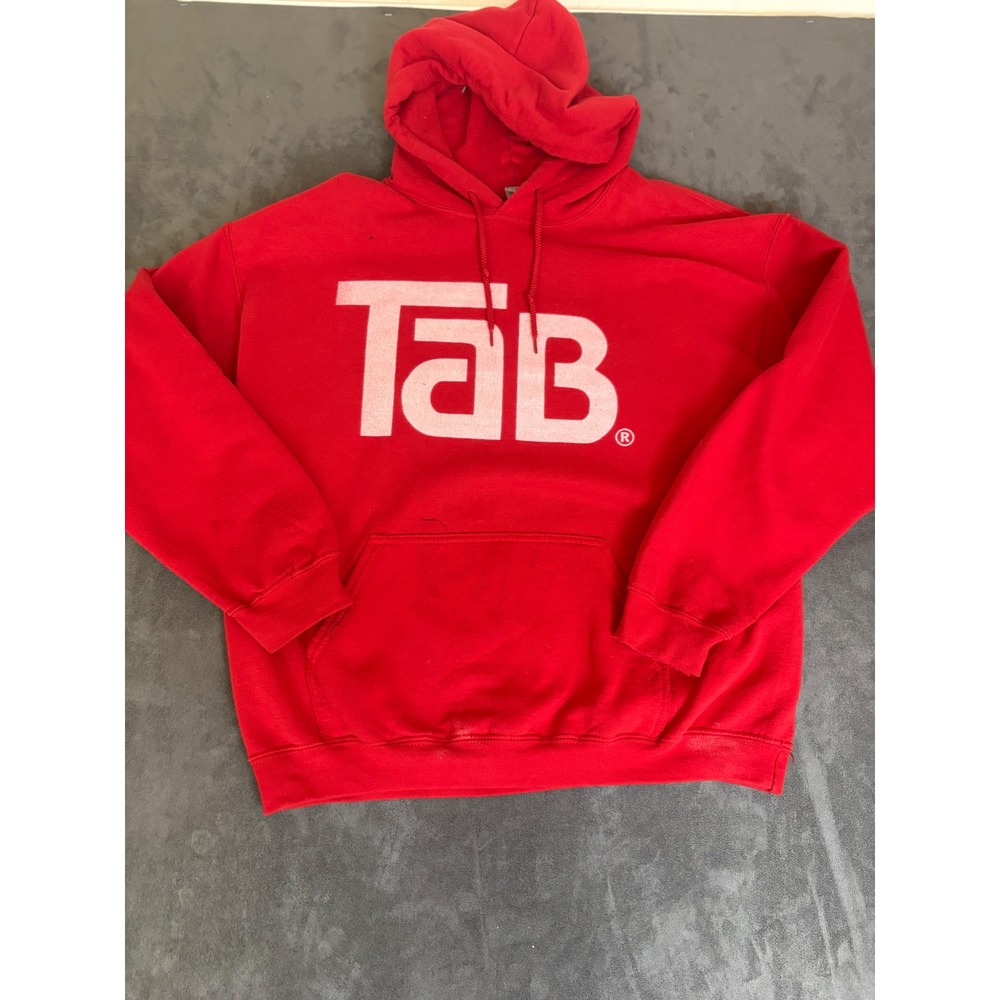 TaB Soda Graphic Hoodie Red Pullover Sweatshirt Retro L